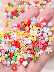 beadia 50 pièces/paquet Mini fleur et étoile perle - Perles de résine vibrantes pour bijoux DIY, accessoires cheveux et décorations d'ongles, formes florales et étoiles multicolores pour projets créatifs, perles pour la création de bijoux (sans trous) - Couleurs mélangées aléatoirement MX - Voir 3