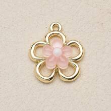1PC Gold Tone Spring Floral Series DIY Charms, Flower/Bow/Moon/Bee/Rose Enamel & Crystal Elements, Sweet Girly Style Versatile Pendant Supplies - Flower - View 12