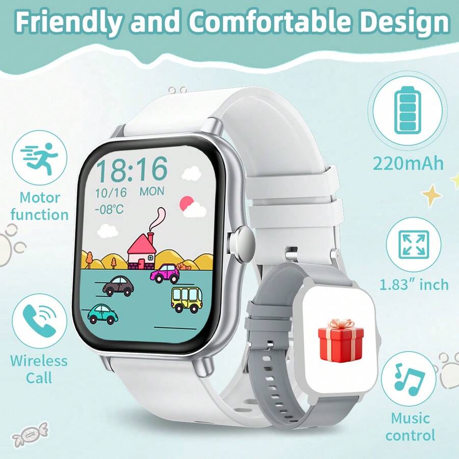 Reloj inteligente con pantalla táctil de alta definición de 1.83", correa de silicona, 2 correas incluidas, llamadas Bluetooth, notificación de mensajes, calorías, rastreador deportivo, cronómetro, pronóstico del tiempo, control de música, reloj inteligente multifuncional para teléfonos Android/iOS