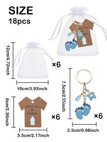 Kit de Presente para Chá de Bebê com 36 Peças - Chaveiros com Pegadas Rosa e Azul, Cartões de Agradecimento e Sacolas de Tela - Ideal para Chá Revelação, Batizado, Lembrancinhas e Decoração de Chá de Bebê - Multicolorido - Ver 10