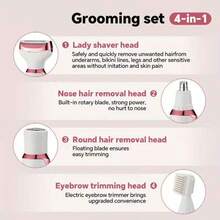WEEME 4-In-1 Portable Women Electric Shaver, For Eyebrow, Temple, Underarm And Leg Hair Removal, USB Rechargeable - Multicolor - View 4