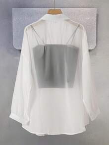 Áo sơ mi chống nắng kiểu Pháp mỏng nhẹ mới năm 2026, áo khoác cardigan mỏng, áo dài tay mùa hè. - trắng - Xem 2