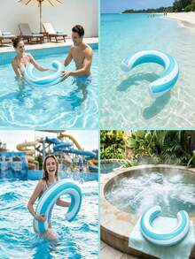Một chiếc phao bơi hình bán nguyệt chữ U, hình kẹo, phao bơi cong sọc, phao PVC, thích hợp cho các bữa tiệc bể bơi, bãi biển, hoạt động ngoài trời, đồ dùng cần thiết mùa hè, người đam mê bơi lội, Ngày của Mẹ, mùa cưới. - Nhiều màu - Xem 5