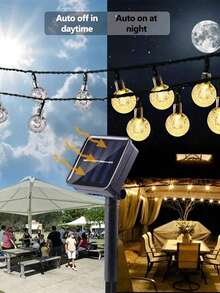 100 piezas Luces solares de jardín con bola de cristal LED, 8 modos de iluminación - Cálido & Colorido, Perfecto para jardín, decoración de jardinería de patio y decoración de fiesta de vacaciones, Luces solares de jardín IP44, Decoración esencial de jardín al aire libre Decoración de Halloween - A - Ver 9
