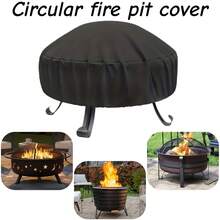 1 pieza Cubierta circular para fogata - Disponible en 3 tamaños (Negro), Fabricada con tela Oxford 300D de alta calidad, Resistente, Con cierre de cordón ajustable en la parte inferior; Hecha de tela premium suave, duradera, a prueba de polvo y resistente al agua, que soporta fácilmente el polvo, la grasa y el desgaste diario - Negro - Ver 2