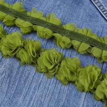 1m/Paquete de cinta de tela de encaje de gasa, accesorio de ropa, cinta decorativa floral, base de tela no tejida - Verde Oliva - Ver 5