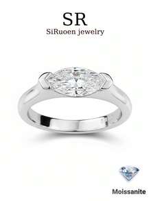1 chiếc nhẫn cưới nữ, kiểu dáng giọt nước mắt thiên thần, bạc sterling 925 2.7g, đá Moissanite 1 carat, phong cách Bohemian sang trọng, kiểu dáng cung điện, thích hợp làm quà tặng đính hôn, cưới, kỷ niệm, ngày Valentine. Kèm theo giấy chứng nhận Moissanite và hộp quà thanh lịch. - 1ct moissanite - Xem 2