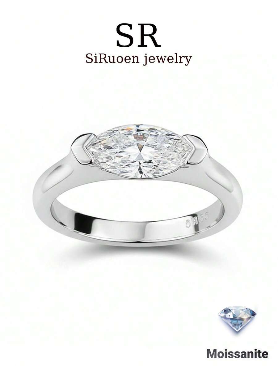 1 chiếc nhẫn cưới nữ, kiểu dáng giọt nước mắt thiên thần, bạc sterling 925 2.7g, đá Moissanite 1 carat, phong cách Bohemian sang trọng, kiểu dáng cung điện, thích hợp làm quà tặng đính hôn, cưới, kỷ niệm, ngày Valentine. Kèm theo giấy chứng nhận Moissanite và hộp quà thanh lịch.
