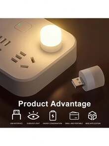 [Đèn ngủ USB] Đèn ngủ mini USB 1 cái/6 cái, LED, nguồn USB, tùy chọn ánh sáng trắng ấm/hồng/xanh dương, dùng cho nhà, xe hơi, phòng ngủ, bàn làm việc, đèn trang trí xe, đèn ngủ để bàn, đèn ngủ cạnh giường. - Nhiều màu - Xem 6