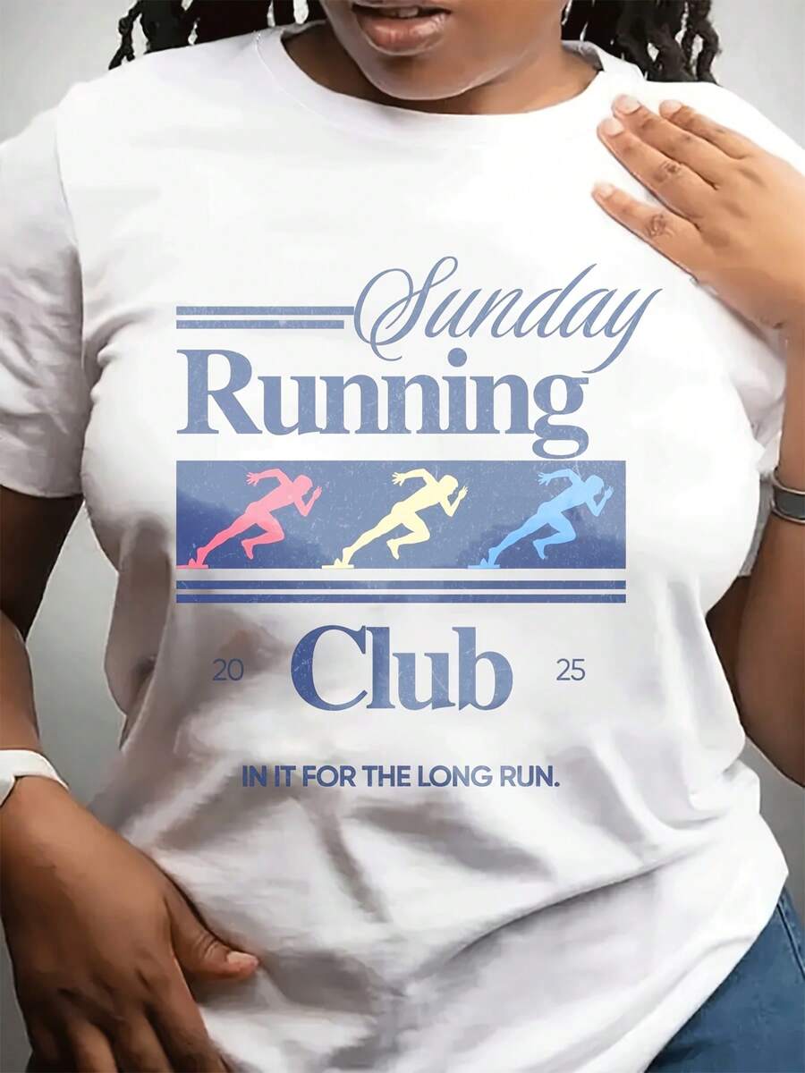 Día de la Madre de las mujeres cuello redondo de moda casual camiseta corta Sved Top se puede usar para Dailpor. Patrón impreso de club de carrera destacado adecuado para entusiastas del fitness