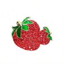 1pc Fashionable & Cute Rhinestone Strawberry Alloy Brooch, Women Clothing & Bag Anti-Slip Decorative Pin Accessory - Strawberry Brooch - View 5