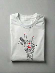 Women's Casual Elegant Short Sleeve Round Neck Regular Fit T-Shirt With Unique Hand Design - White - View 12