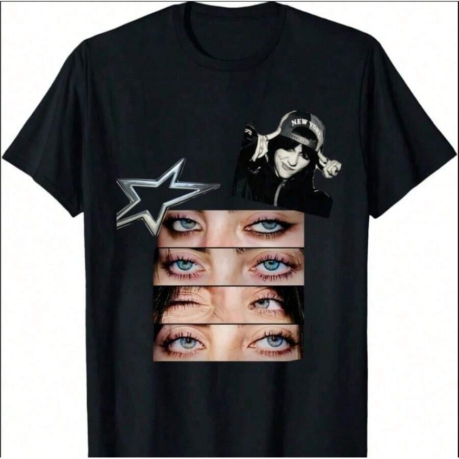 Music Tour T-Shirt Q01 Family Fan Billie Shirt Gift For Fans Streetwear Men's Personalized Print Short Sleeve T-Shirt, Comfortable & Breathable, Summer Style-Vintage Street Style Unisex Loose Cotton Short Sleeve Crew Neck T-ShirtMen Women T-Shirt Print Tee,Sommer,Sommer Outfit Damen,Sommer Tops,Muttertag,Festival,Sport,Urlaub,Tops Damen - Đen 7 - Xem 1