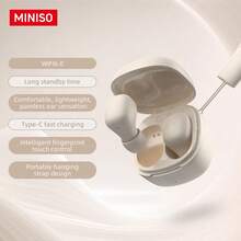 Miniso TWS 无线蓝牙耳机，ENC 主动降噪，内置 MEMS 麦克风，降噪麦克风，提供清晰的免提通话，适用于嘈杂环境，配有硅胶挂绳 - 查看 7