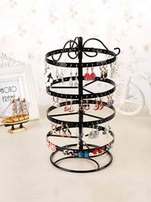 360° Rotating Jewelry Display Stand, Metal Rotating Earring Organizer Adjustable Display Tree, Large Rotating Carousel Stand, Women Jewelry Storage And Display, Suitable For Stud And Hoop Earrings, Vertical Metal Tower Rotating Display Rack, Valentine's Day Home Decor, Galentines Bathroom Decor - Multicolor - View 2
