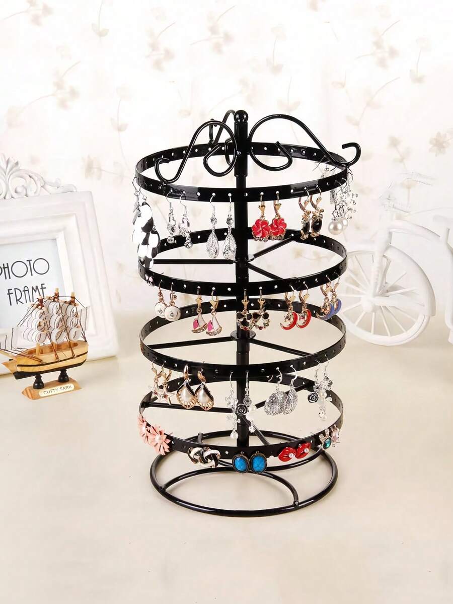 360° Rotating Jewelry Display Stand, Metal Rotating Earring Organizer Adjustable Display Tree, Large Rotating Carousel Stand, Women Jewelry Storage And Display, Suitable For Stud And Hoop Earrings, Vertical Metal Tower Rotating Display Rack, Valentine's Day Home Decor, Galentines Bathroom Decor