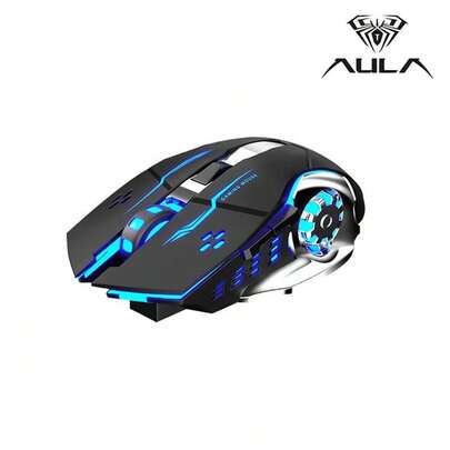  AULA SC100 Wireless Mouse Rechargeable With Side Keys Colorful RGB Lighting 2.4G Gaming Mouse For PC Laptop Office Game Mouse