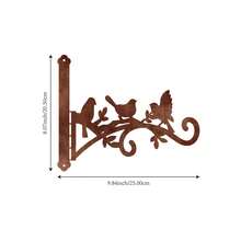 1pc Metal Rust Effect Bird & Floral Pattern Outdoor Wall Hanging Rack, Suitable For Porch, Bird Feeder, Lantern, Wind Chime Etc, Sturdy Iron Structure Hook - A - View 11