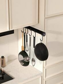 1pc Kitchen Mobile Hanging Rack, Multifunctional Hooks Rack, Metal Cabinet Hooks Storage Rack, Suitable For Hanging Kitchenware, Pots, Extendable Design, Space-Saving, For Kitchen Counter Home Organization, Kitchen Accessories - Multicolor - View 1