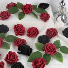 Artificial Rose Flower Heads, For Wedding Decor, DIY Bouquets, Party, Home Decoration - Burgundy - View 5
