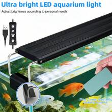 黑色多尺寸水族箱LED灯，带智能定时器，6500K色温，3种调光模式，适用于淡水/海水鱼缸、珊瑚礁和植物照明系统（包含2个清洁刷） - 查看 3