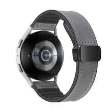 适用于三星 Galaxy Watch (46mm)/Watch 3 (45mm) 的 22mm 宽 PU 皮革 + 硅胶表带，磁扣表带，也适用于华为 Watch GT 系列 GT3/4/5/6 46mm、GTR 3/3Pro/4、Watch 5 Active/5 Lite，时尚男女通用配件 - 彩色 - 查看 16