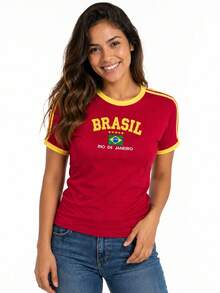 Women's Embroidered Shirt Brazil – Regular Fit - 紅色 - 查看 2