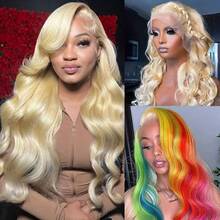 bling hair Drawstring Wigs 26 28 30 Inch 613 Lace Front Wig Human Hair 200 Density Blonde Wig Human Hair 13X6 Body Wave HD Lace Front Wigs Human Hair Pre Plucked 10A Blonde 613 HD Transparent Lace Frontal Glueless Wigs For Women, Melted Hairline With Baby Hair 100% Real Human Hair True Length Random Dyeing No Shedding No Synthetics Triple Lifespan 3X - S613 - 查看 2