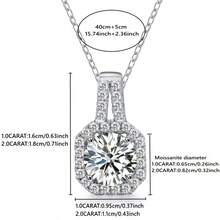 ConiiW Dây chuyền mặt đá Moissanite cắt kiểu Princess bằng bạc Sterling 925 (1 carat hoặc 2 carat) - Dây chuyền choker - Bạc - Xem 12