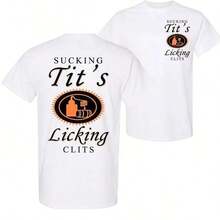 Sucking T And Licking C Funny Tito Drinking Humor Party T-Shirt, Tito Logo Party Vibes Design Graphic 2 Side Shirt, Unisex Cotton For Men And Women Menswear Top Fabric Unisex Summer Tops Cotton Graphic Tees For Tropical Style - 白色 - 查看 7