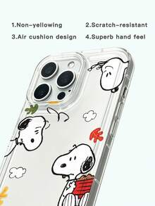 1pc New High Air Cushion Anti-Drop Phone Case, Official Authorized Peanuts Cartoon Snoopy Minimalist Pattern, Unique Design, Thick Protective Cover Compatible With Apple IPhone 17 ProMax/Air, 16, 11/12/13/14 Plus, XR, 15 ProMax - Clear - View 4