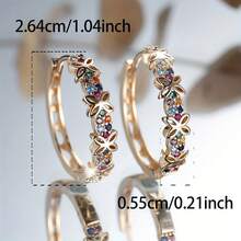 A Pair Of Simple And Stylish Earrings With Multi-Colored Synthetic Cubic Zirconia And Hollow Butterfly Design, Comfortable Jewelry For Women's Daily Wear, With A Novel And Exquisite Style - Multicolor - View 2