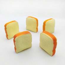 1pc Pressure Relief Bread Squeezing Toy - Realistic Bread Model Slow Rebound Soft Toy, Prank Toy, Quick Rebound Flour Toast Squeezing Toy Suitable For Adults (Toast Style) - Multicolor - View 7