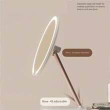 Espejo de maquillaje con luz LED, tipo de mesa, rotatorio y ajustable, espejo de luz suplementaria popular entre celebridades de internet, espejo de vestir portátil de escritorio con luz variable para el hogar - Blanco - Ver 3