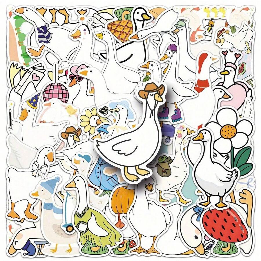 50Pcs Funny Silly Goose Stickers DIY Scrapbook Laptop Water Bottles Computer Phone Guitar Waterproof Decorative Sticker,School Supplies,Back To School Scrapbook Supplies Scrapbooking - A - View 1