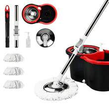 Mop Bucket Set 360 °   Dual-Motion Spin Mop System 3 Split-Yarn Mop Heads Self Cleaning Bucket - 1套 - 查看 2