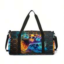 Bolsa de Viagem de Grande Capacidade com Estampa de Console de Jogos, Bolsa de Armazenamento Portátil, Bolsa Essencial para Férias e Viagens, Bolsa de Viagem - Preto - Visão 1