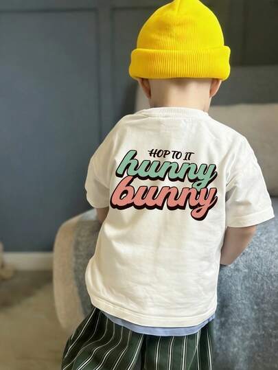 1 pieza Camiseta de manga corta con estampado de niño pequeño, top casual de verano para estudiantes, regalo para niños