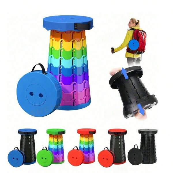 1 Pc Multi-Color Foldable Stool – 400 Lb Capacity, Auto-Locking Multi-Joint Frame, Ultra-Lightweight & Fits In Backpack – Perfect For Camping, Festivals, Concerts & Travel