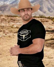 Camisetas de Rodeo de Vaquero Occidental: Camisetas Gráficas de Calavera de Vaca Vintage para Hombres, Camisetas deúsica de Concierto Country Boho - Negro - Ver 4