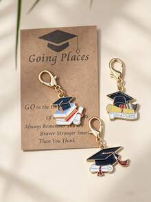 10 pièces Ensemble de porte-clés en forme de mortier,Cadeau commémoratif pour les anciens élèves,Cadeau pour elle/lui -Porte-clés avec cartes de motivation pour l'anniversaire,Cadeaux de rentrée scolaire - Multicolore - Voir 3