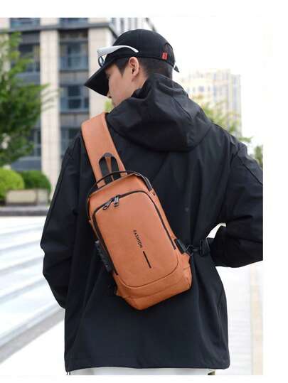 Popular PU Durable Password Lock Anti-Theft Messenger Bag, Casual Sports Motorcycle Crossbody Shoulder Bag, Fashionable For Men
