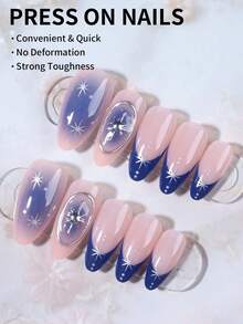 24pcs 3D French Manicure False Nails Set, Includes 1 Nail Sticker Sheet And 1 Nail File, Make Your Fingertips Shine Brilliantly, Suitable For Parties, Dancing And Daily Use - View 3