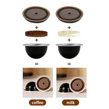 Ensemble de filtre de capsule de café noir réutilisable, comprenant un entonnoir en tissu, une brosse, une cuillère et un couvercle en silicone. Peut être rempli de grains de café et est compatible avec plusieurs modèles de machines à café - Noir - Voir 6