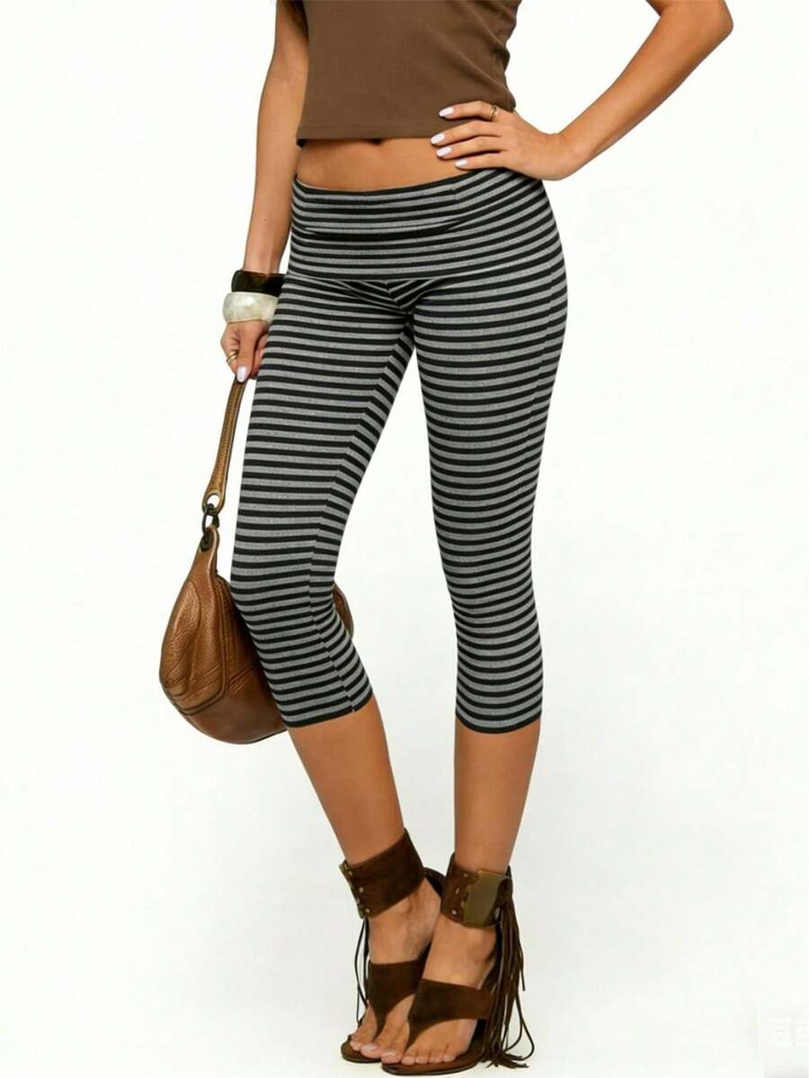 Striped Pants For Women Mid Rise Wide Leg Elastic Waist Casual Trousers For Spring - Batu Flint - View 1