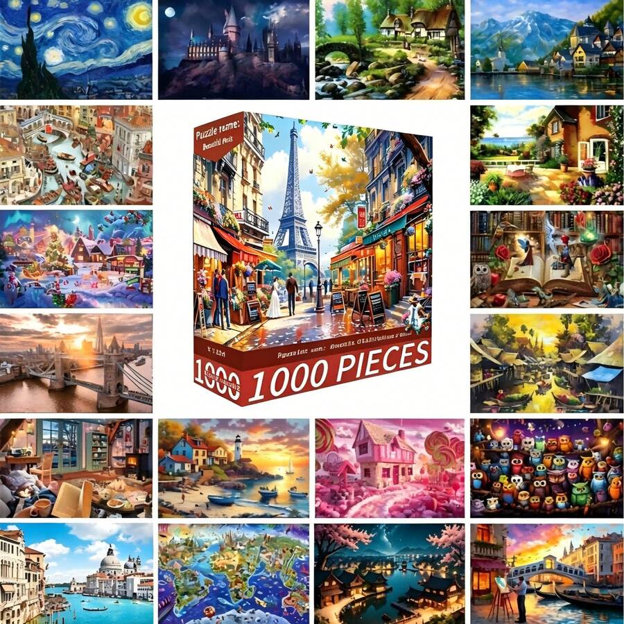 1000片拼图 - 迷人的巴黎，尺寸70厘米 x 50厘米，高清印刷，成人益智减压玩具，家居墙面装饰艺术品，完美的节日/生日礼物，馈赠亲朋好友的理想之选