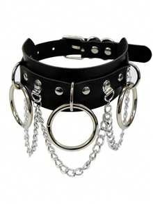 Xiacheng 1 chiếc vòng cổ dây xích màu đen và đỏ phong cách Gothic Punk, chất liệu da PU, kiểu dáng Gothic, thích hợp làm quà tặng Halloween, Giáng sinh (dành cho nữ) - kiểu Gothic - Xem 8