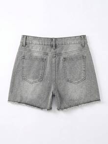 Women's Casual Loose Straight Leg Denim Bermuda Shorts Summer - Light Grey - View 7