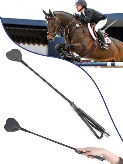 1根PU皮革马鞭，柔软材质，带防滑编织手柄和腕带，马术训练配件