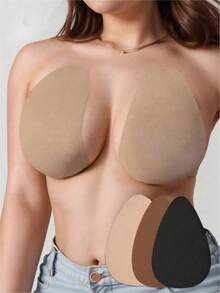 Áo ngực nâng ngực không đường may, vô hình, họa tiết cánh hoa, màu nude/cà phê/đen, không dây đeo vai, phù hợp với cỡ cúp B-E. - giọt nước - Xem 1